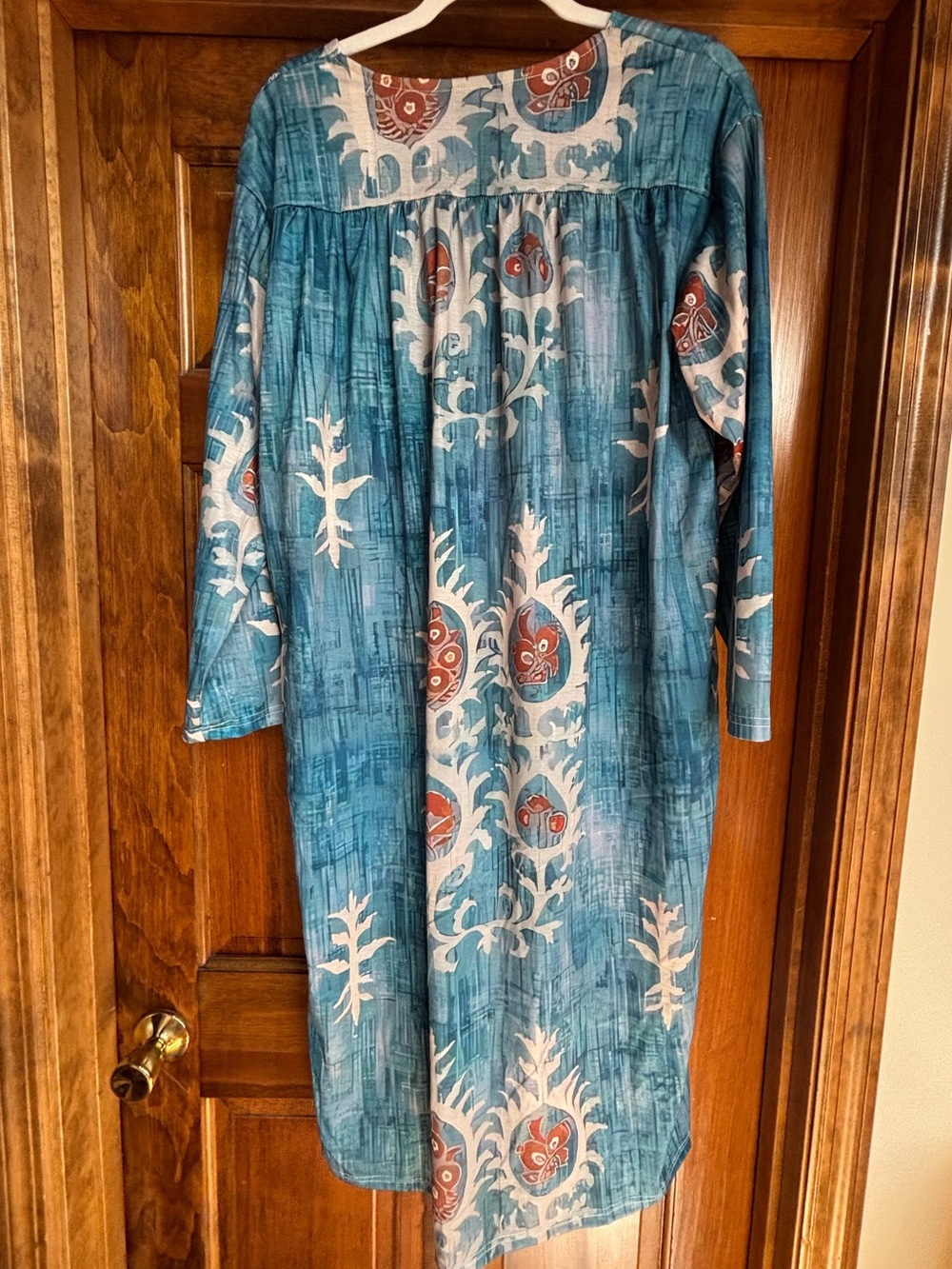 Women's Summer Boho Smocked Long Sleeve Maxi Dress Cute Floral Casual Loose - Picture 5 of 5